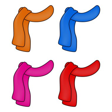 scarf icon, winter wool symbol, design. vector illustration isolated on white background. Different colors