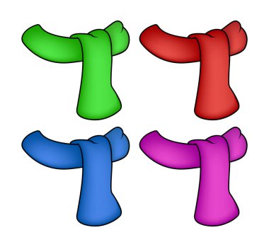 scarf icon, winter wool symbol, design. vector illustration isolated on white background. Different colors