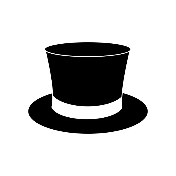 Sihirli şapka, kurdele ikonlu beyefendi şapkası silindiri, sembol, tasarım. Beyaz arkaplanda izole edilmiş vektör illüstrasyonu.
