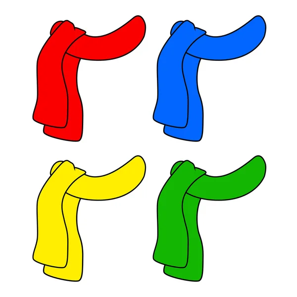 Schal-Symbol, Winter-Wolle-Symbol, Design. Vektor-Illustration isoliert auf weißem Hintergrund. verschiedene Farben — Stockvektor
