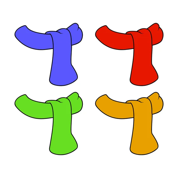 Icône écharpe, symbole de laine d'hiver, design. illustration vectorielle isolée sur fond blanc. Différentes couleurs — Image vectorielle