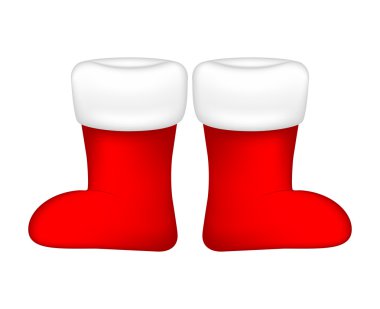 Noel çorap, simge, sembol, tasarım santa çizme. Beyaz arka plan üzerinde izole kış vektör çizim.