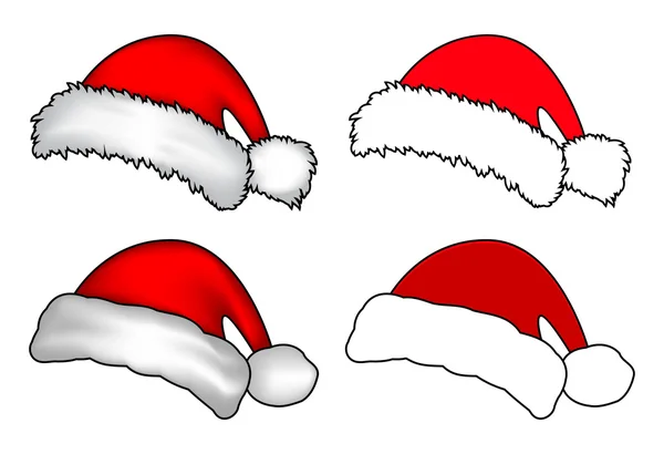 Santa hat, Christmas cap icon set, symbol, design. Winter vector illustration isolated on white background. — Wektor stockowy