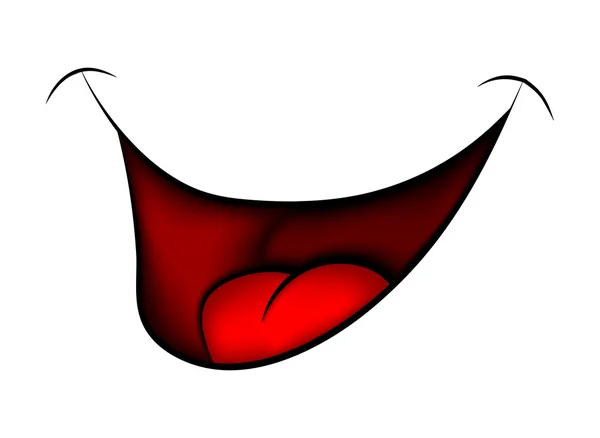 Карикатура улыбка, рот, губы с зубами и языком. векторная иллюстрация на белом фоне — стоковый вектор