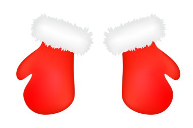 Noel eldivenleri, karikatür eldiven tasarımı, ikon, sembol. Kış vektör çizimi beyaz arkaplanda izole edildi.