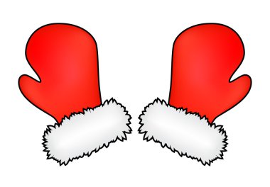 Noel eldivenleri, karikatür eldiven tasarımı, ikon, sembol. Kış vektör çizimi beyaz arkaplanda izole edildi.