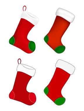 Christmas sock icon set, symbol, design. Winter vector illustration isolated on white background.