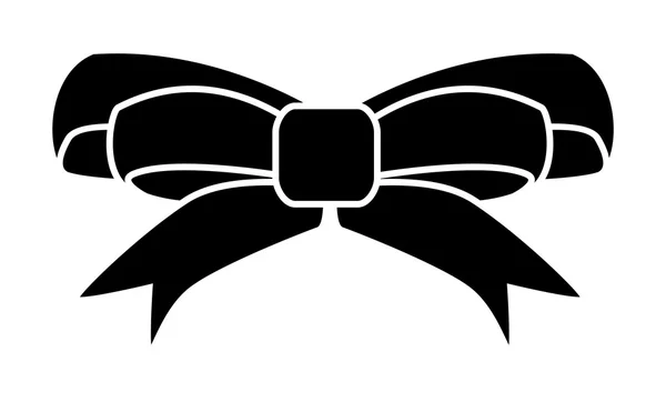 Lint Bow voor kerst aanwezig symbool ontwerp silhouet. Vector illustratie geïsoleerd op witte achtergrond. — Stockvector