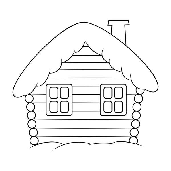 Haus mit Schnee Cartoon Silhouette Illustration. Winter verschneite Weihnachten zu Hause, Haus isoliert auf weißem Hintergrund. — Stockvektor