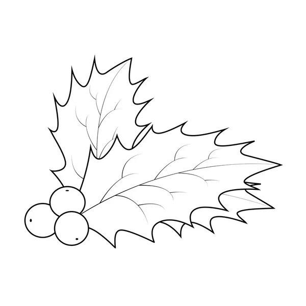 Silhueta de baga de azevinho, folhas de Natal e ícone de frutas, símbolo, design. Ilustração vetorial de inverno isolada sobre fundo branco . — Vetor de Stock