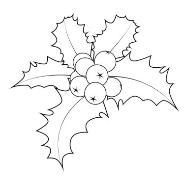 Holly berry siluet, Noel yaprak ve meyve simge, sembol, tasarım. Beyaz arka plan üzerinde izole kış vektör çizim. Holly berry siluet, Noel yaprak ve meyve simge, sembol, desi