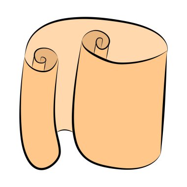 Kağıt kaydırma clipart vektör beyaz arka plan üzerinde izole. Boş, boş parşömen yukarı kaydırma yapar, eski kağıt levha doku illüstrasyon haddelenmiş.