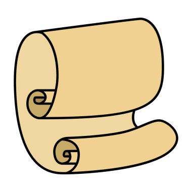 Kağıt kaydırma clipart vektör beyaz arka plan üzerinde izole. Boş, boş parşömen yukarı kaydırma yapar, eski kağıt levha doku illüstrasyon haddelenmiş.