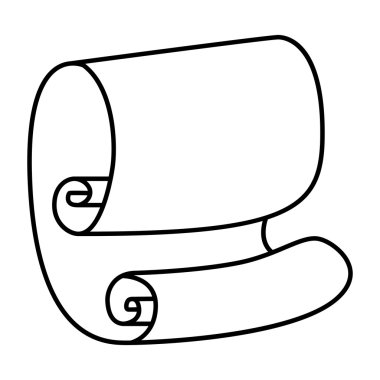 Beyaz arka plan üzerinde izole kağıt kaydırma model siluet vektör. Boş, boş parşömen yukarı kaydırma yapar, eski kağıt levha doku illüstrasyon haddelenmiş.