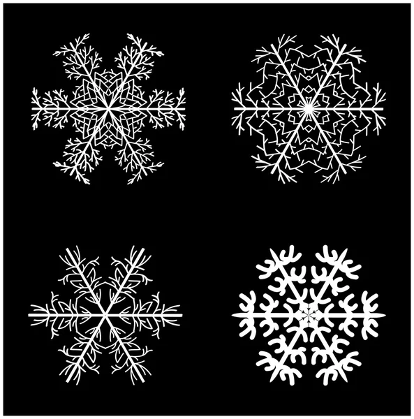 スノーフレーク シルエット アイコン、シンボル、デザイン。黒の背景に分離された冬は、クリスマス ベクトル イラスト. — ストックベクタ
