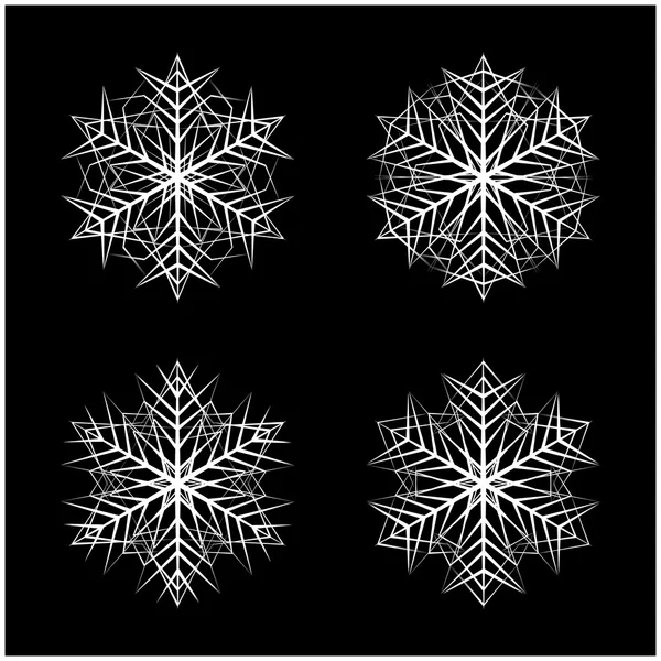 Snowflake ícone silhueta, símbolo, design. Inverno, ilustração vetorial de Natal isolado no fundo preto . — Vetor de Stock