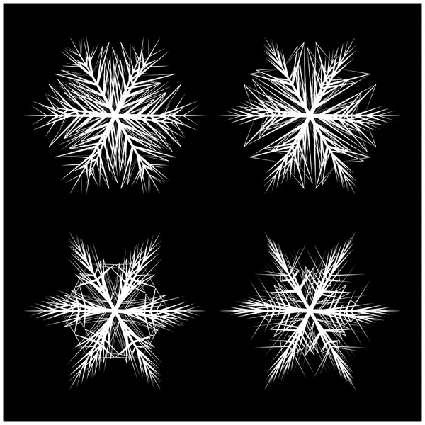 Snowflake ícone silhueta, símbolo, design. Inverno, ilustração vetorial de Natal isolado no fundo preto . — Vetor de Stock