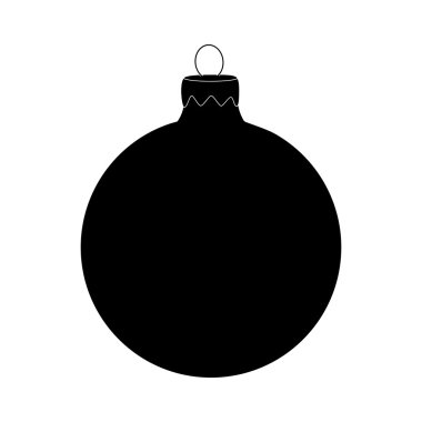 Christmas bauble icon silhouette, symbol, design. Winter illustration isolated on white background.