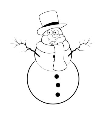 Christmas snowman silhouette cartoon design for card. Winter icon, symbol vector illustration isolated on white background.