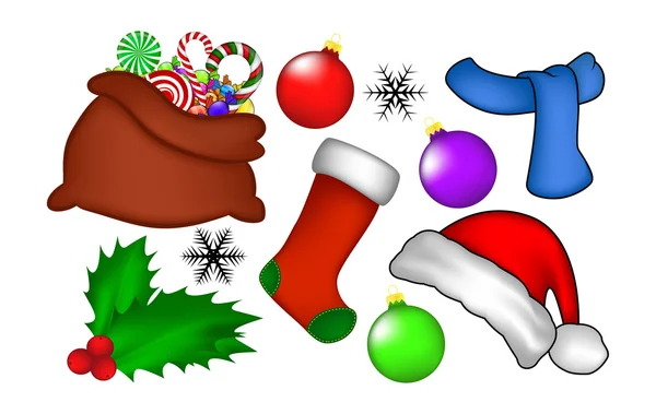 Conjunto de iconos de Navidad, símbolo, diseño. Ilustración vectorial de invierno aislada sobre fondo blanco . — Vector de stock