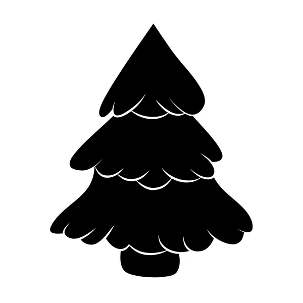 Silueta de árbol de Navidad, diseño de dibujos animados para tarjeta, icono, símbolo. Ilustración vectorial de invierno aislada sobre fondo blanco . — Vector de stock