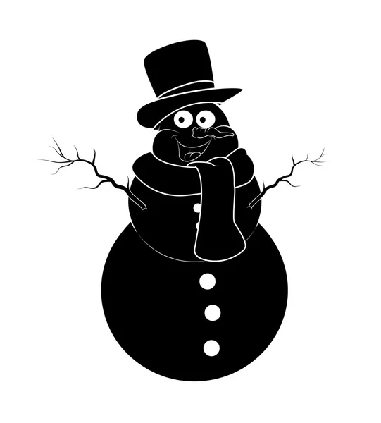 Christmas snowman silhouette cartoon design for card. Winter icon, symbol vector illustration isolated on white background. — 图库矢量图片