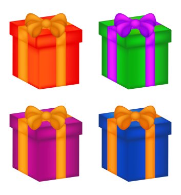 Noel kutusu, hediye simge seti, sembol, tasarım. Beyaz arka plan üzerinde izole vektör çizim.