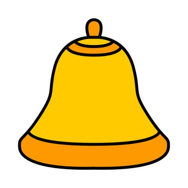 Christmas bell, cartoon design for card, icon, symbol. Winter vector illustration isolated on white background.