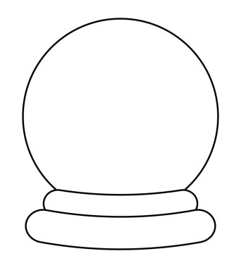 Christmas snowglobe cartoon silhouette design, icon, symbol for card. Winter transparent glass ball. Vector illustration isolated on white background.