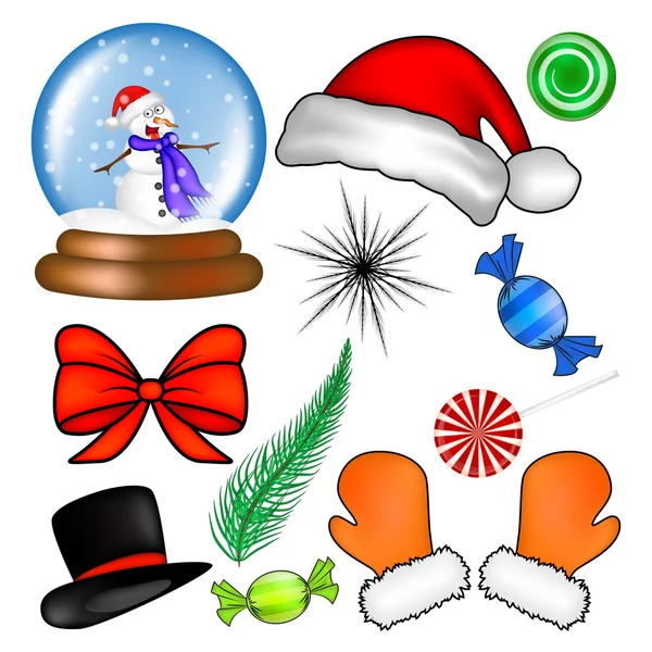 Conjunto de iconos de Navidad, símbolo, diseño. Ilustración vectorial de invierno aislada sobre fondo blanco . — Vector de stock
