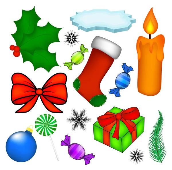 Juego de símbolos vectoriales navideños, diseño de iconos. Ilustración de invierno aislada sobre fondo blanco. — Vector de stock