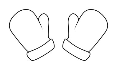 Christmas mittens silhouette, winter cartoon gloves design, icon, symbol. Winter vector illustration isolated on white background.