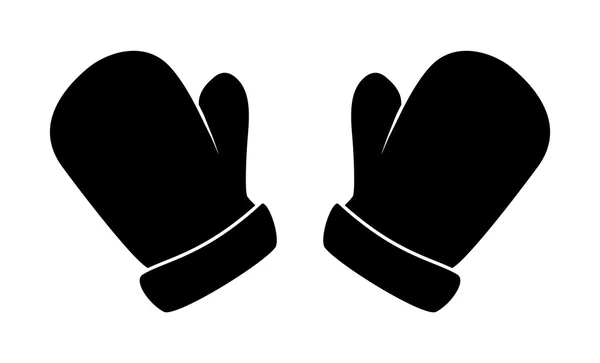 Gants de Noël silhouette, conception de gants de dessin animé d'hiver, icône, symbole. Illustration vectorielle d'hiver isolée sur fond blanc . — Image vectorielle