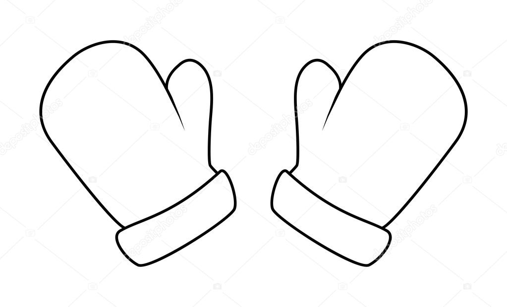 Christmas mittens silhouette, winter cartoon gloves design, icon, symbol. Winter vector illustration isolated on white background.