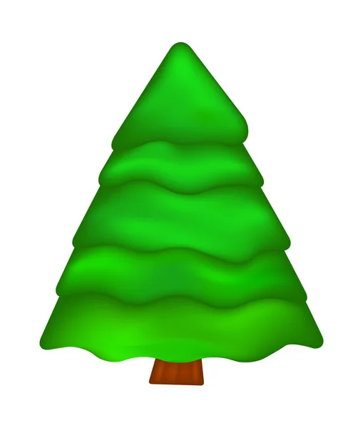 Pohon Natal, desain kartun untuk kartu, ikon, simbol. Ilustrasi vektor musim dingin diisolasi pada latar belakang putih. - Stok Vektor