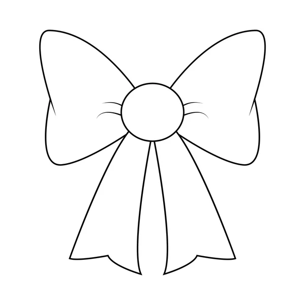 Silhouette d'arc de ruban pour la conception de symbole cadeau de Noël. Illustration vectorielle isolée sur fond blanc . — Image vectorielle