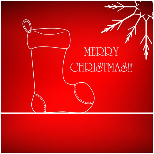 Carte vectorielle de Noël, fond avec flocon de neige et chaussette. Rouge beau fond d'écran illustration . — Image vectorielle