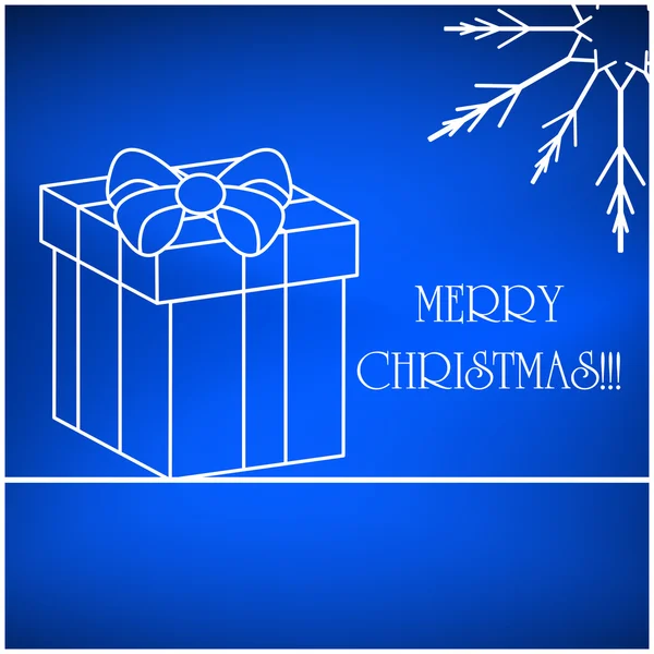 Biglietto vettoriale di Natale, sfondo con fiocco di neve e regalo, regalo. Blu Bella illustrazione carta da parati . — Vettoriale Stock