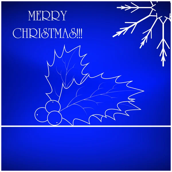Vector kerstkaart, achtergrond met sneeuwvlok en holly berry. Blauwe mooie illustratie behang. — Stockvector