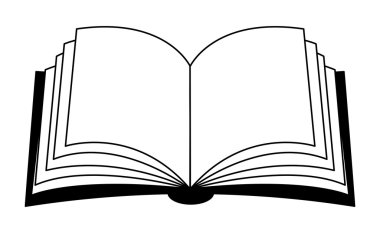 Açık kitap vektörel clipart siluet, simge, simge tasarım. İllüstrasyon izole beyaz arka plan üzerinde.