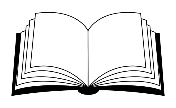 Abrir libro vector clipart silueta, símbolo, icono de diseño. Ilustración aislada sobre fondo blanco . — Vector de stock