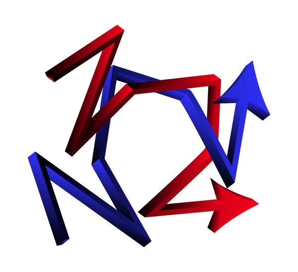 Korsande riktningspilar. korsade 3d ikonen affärsidé. Vektor illustration isolerade på vit bakgrund. — Stock vektor