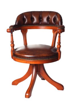 Beyaz izole klasik Chesterfield lüks sandalye