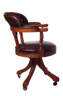 Beyaz izole klasik Chesterfield lüks sandalye