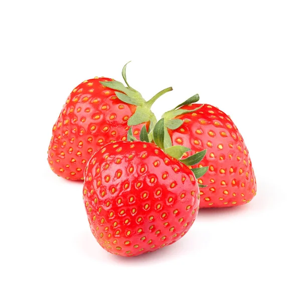 Φράουλες Απομονωμένες Λευκό Φόντο — Φωτογραφία Αρχείου