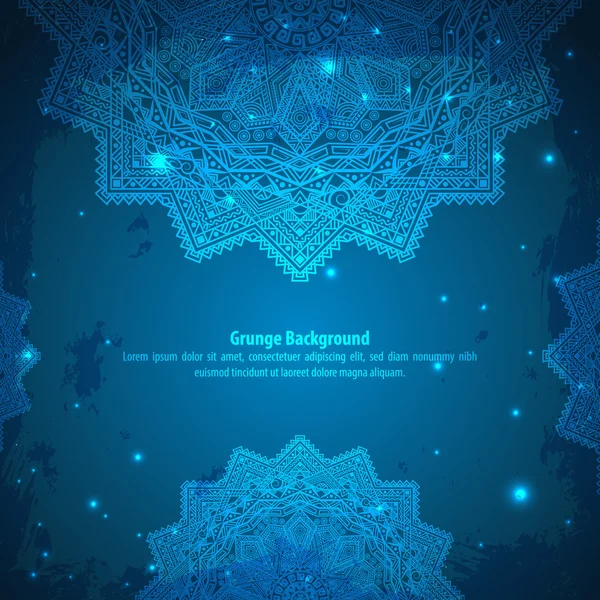 Abstracte Azteekse blauwe ornament. — Stockvector