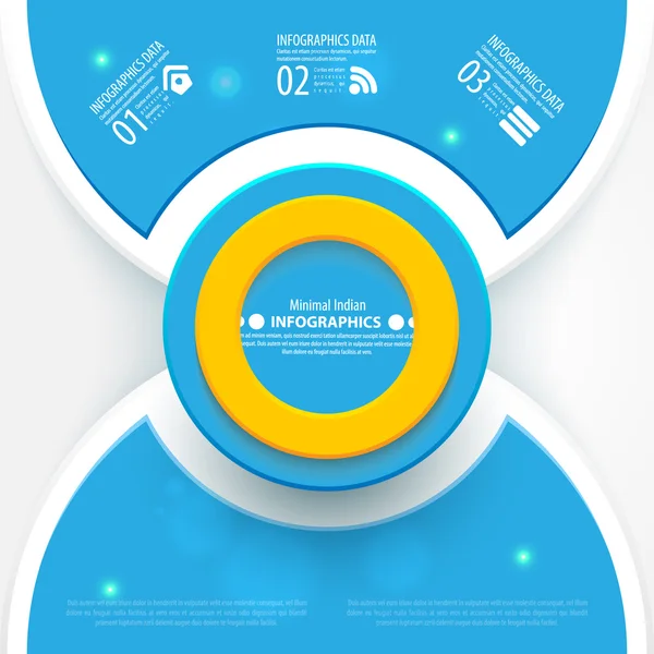 Design moderno blu di info-grafica con cerchio arancione al centro . — Vettoriale Stock