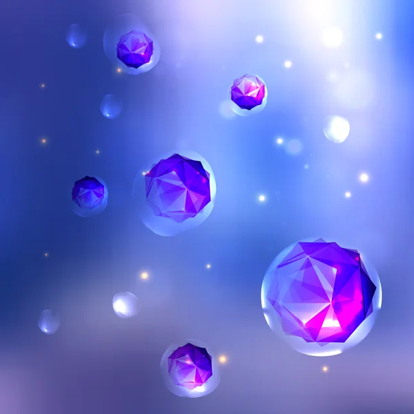 Abstract background, crystals in bubbles. — Stock Vector