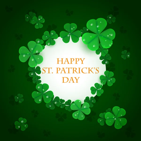 Groene klaverblaadjes Saint Patrick dag witte cirkel. Stockillustratie