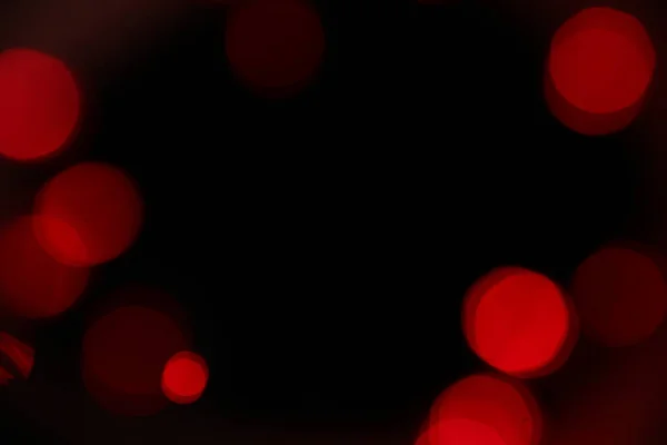 Piros Bokeh Fények Fekete Háttérrel Karácsonyi Fények Textúra Design — Stock Fotó